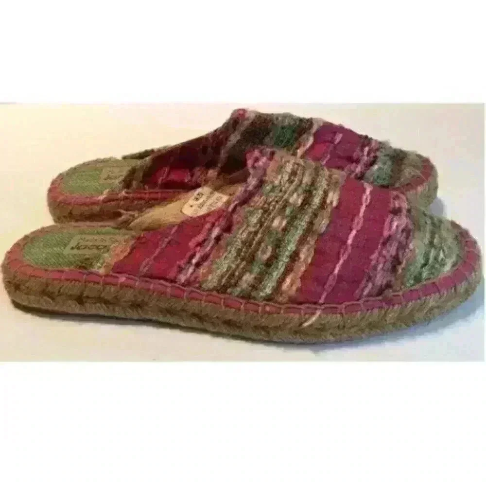 Jacques Levine Flats Sz 7 Multicolored Woven Mules